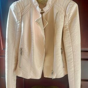 Zara light pink leather short jacket size xs